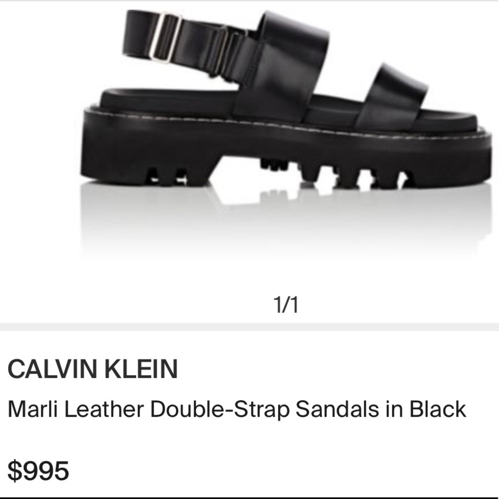 CALVIN KLEIN Marli Leather Double-Strap Sandals